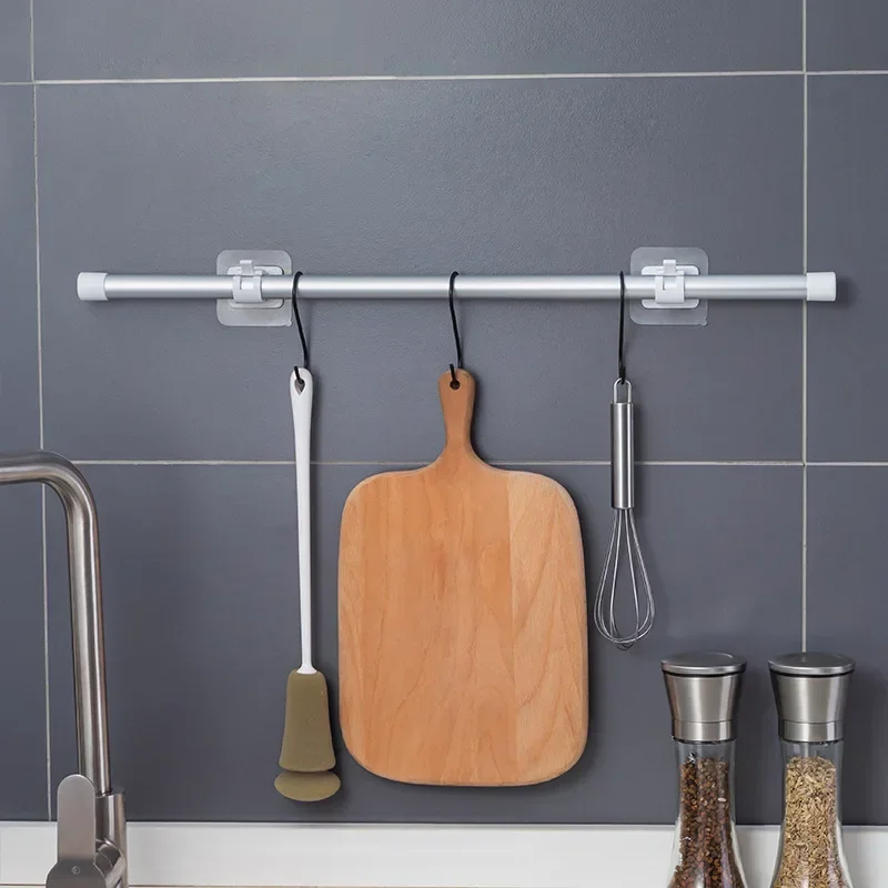 Self Adhesive Hooks Punch-free Curtain Rod Clip Hook Shower Curtain Rod Hanging Holder Household Fixed Clip Hanging Hook Holder view 5