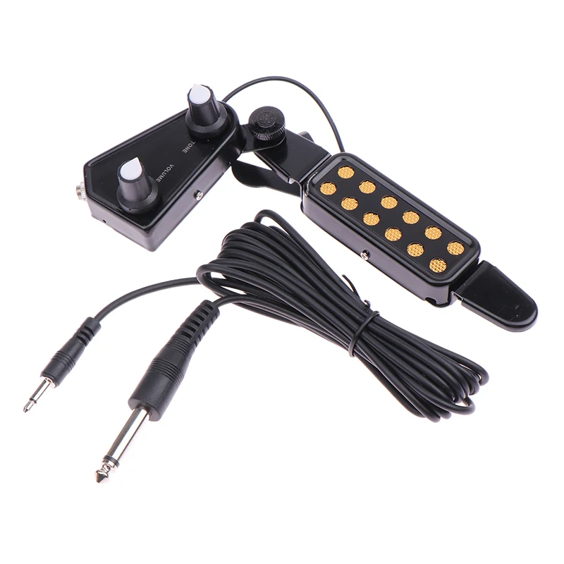 12-hole Guitar Sound Hole Pickup Magnetic Transducer With Tone Volume Controller Audio Cable Guitar Parts &