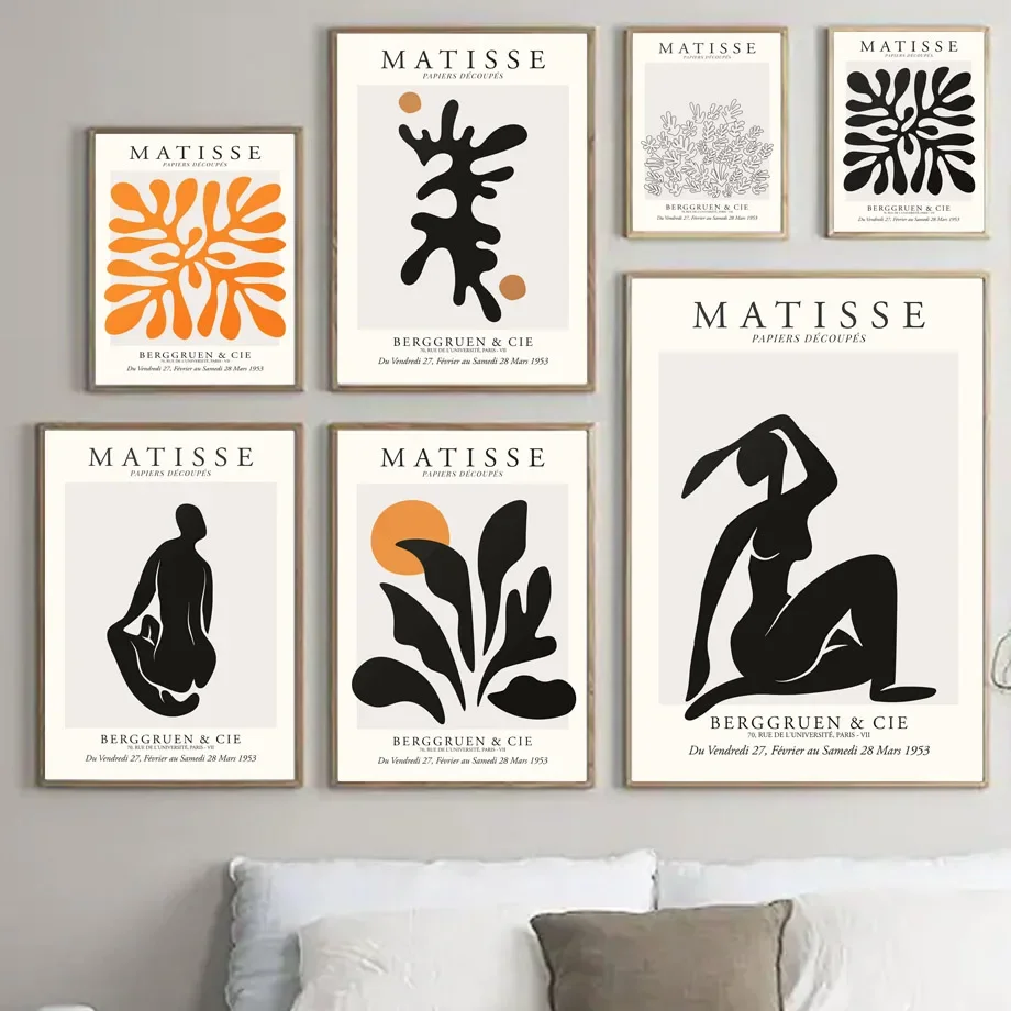 

Matisse Abstract Nude Figure Leaf Canvas Wall Art Vintage Nordic Poster Print Living Room Decor Leaf Motif Painting