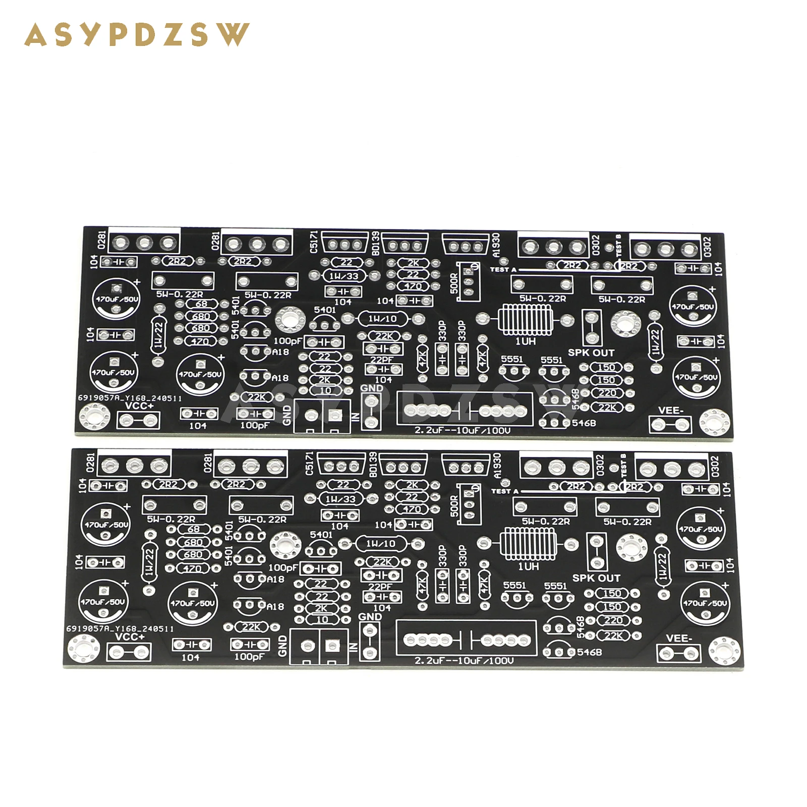 2 CH SYM5-3 High Bias Class AB Power Amplifier Bare PCB Base on Symasym5-3 Amplifier