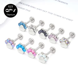Wholesale G23 Titanium Crystal Zircon Opal Ear Studs Earrings For Women/Men 4SizeTragus Cartilage Piercing Jewelry