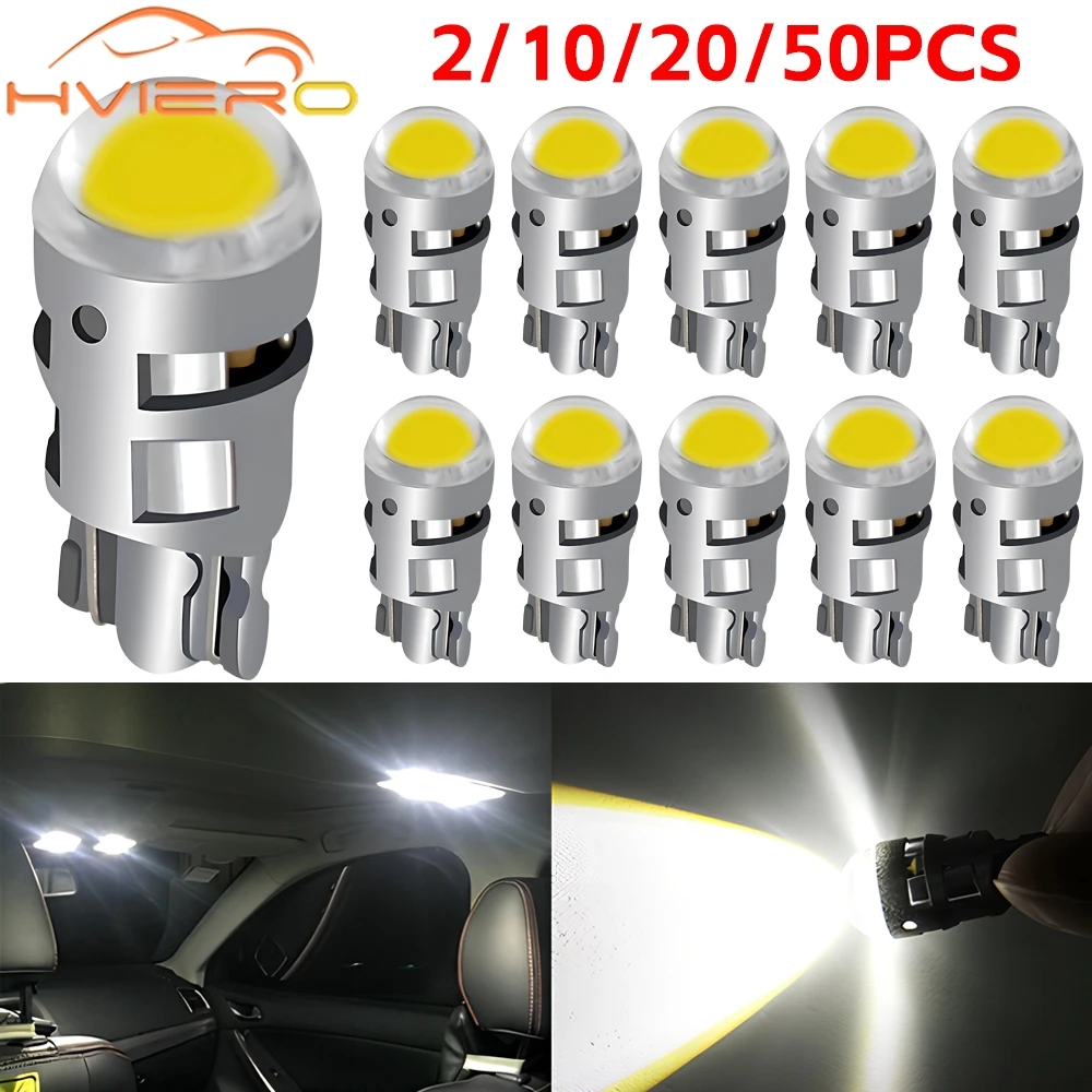 

2/10/20 шт. T10 W5w светодиодные сигнальные лампы 12 В для чтения автомобиля, внутренние купольные лампы, резервный светильник для заднего номерного знака, водонепроницаемый