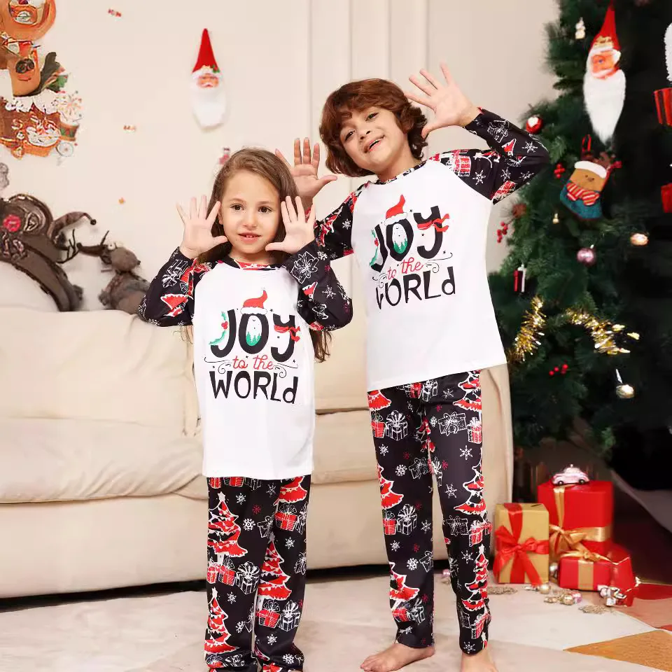 

Cristmas Family Pijama， New Year's clothing Christmas parent-child set, letter printed home wear, two-piece family pajamas set