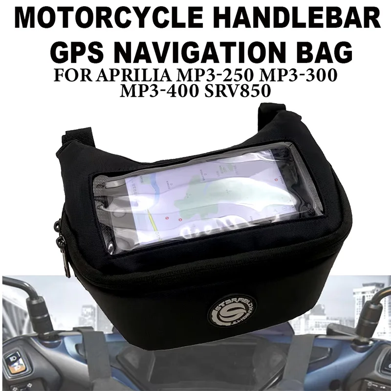 For Aprilia MP3-250 MP3-300 MP3-400 SRV850  motorcycle handlebar GPS navigation bag, waterproof mobile phone bag