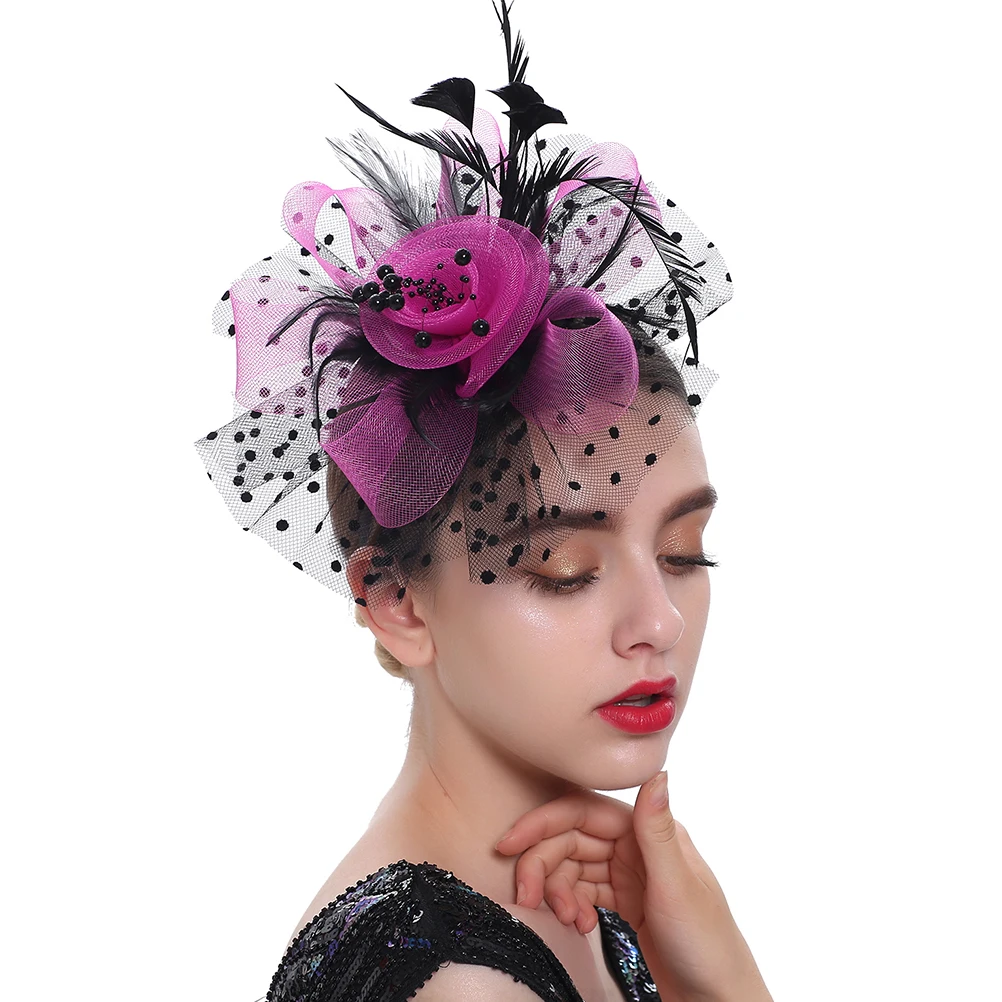 

Headb Multicolor Wedding Bridal Hat Fascinator Hairclip Elastic Headdress Tea Party Banquet Accessories R om
