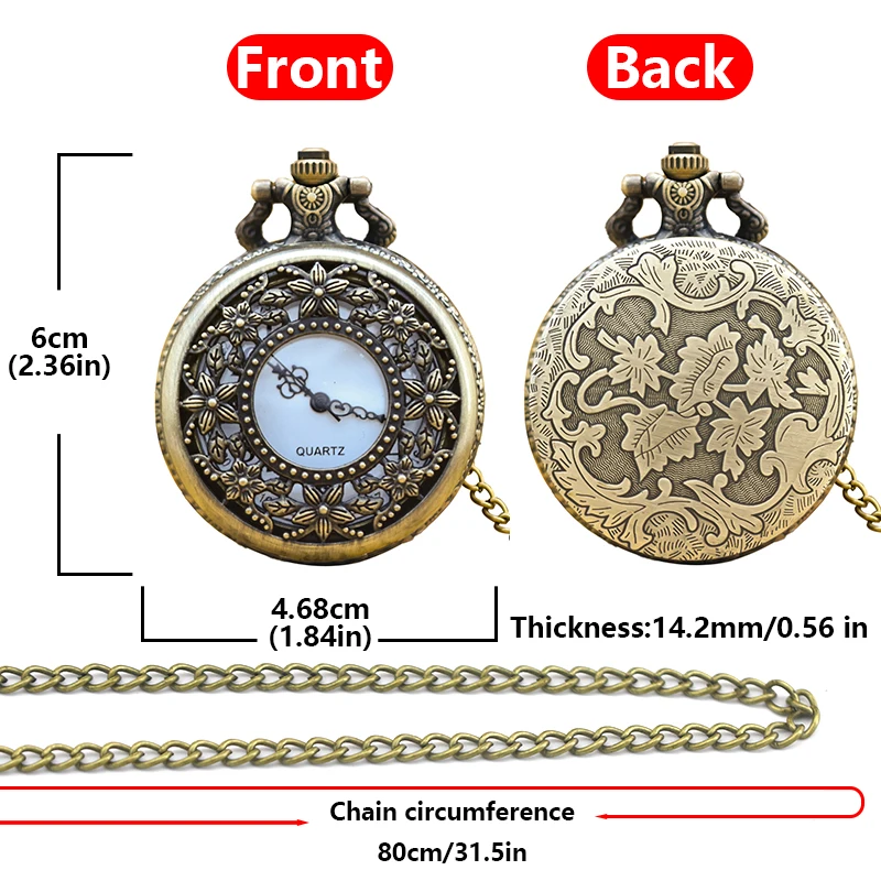 Kalung cangkang kerang perunggu antik jam saku Quartz hadiah perhiasan modis untuk siswa pria dan wanita