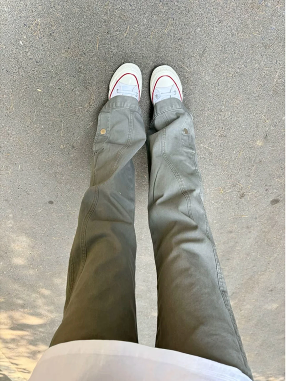 

Grey Green Spliced Workwear Jeans Men's Autumn Winter Style American High Street Vibe Pants Casual Loose Fit Straight Leg Jeans