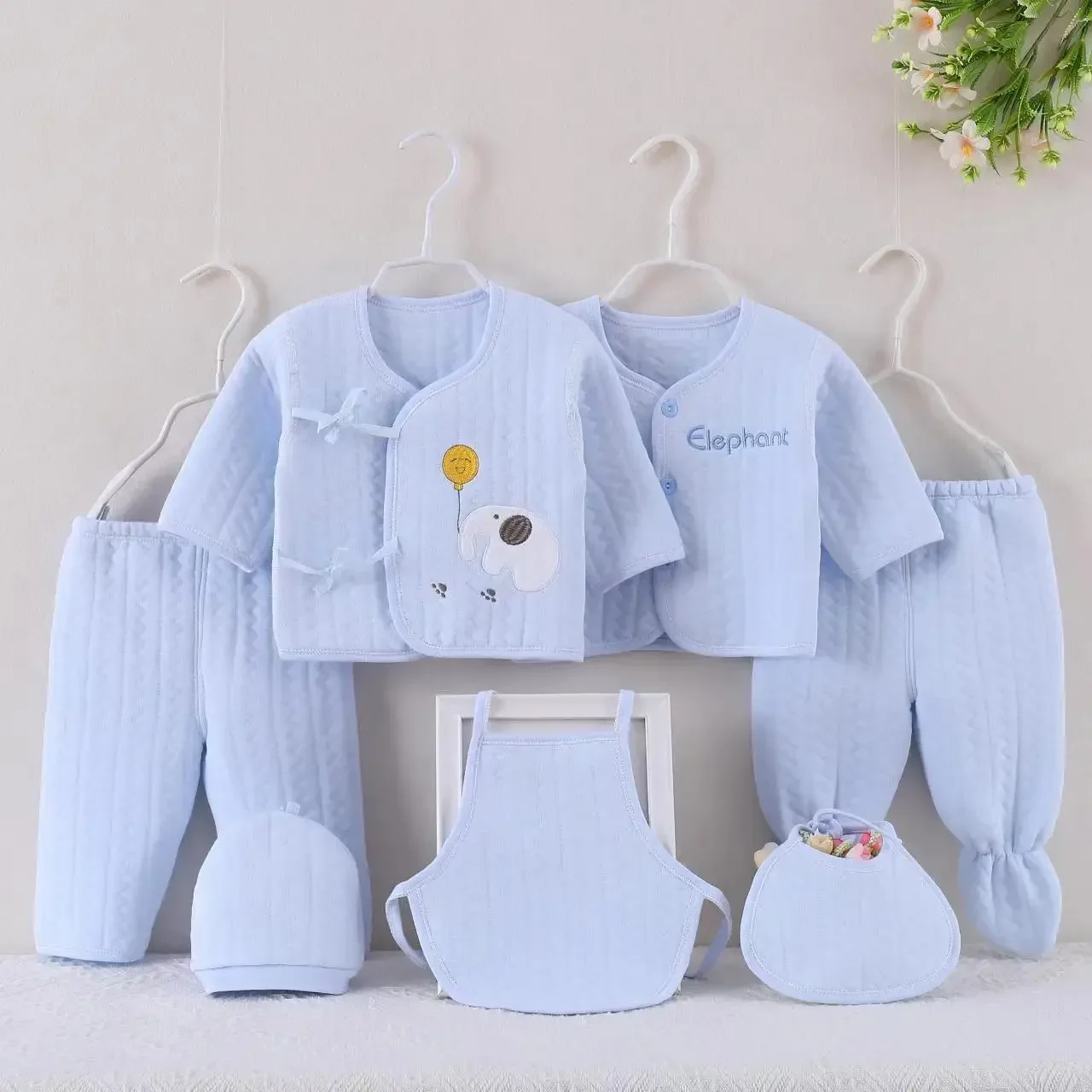 7Piece Spring Autumn Newborn Girls Clothes Boys Outfit Set Casual Cartoon Cute Cotton Long Sleeve Tops+Pants Baby Stuff BC801