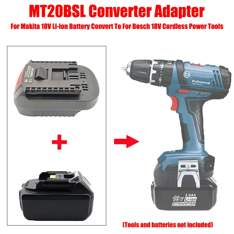 

For Makita/Milwaukee/Black+Decker/Porter-Cable/Stanley 18V Battery MT20BSL BPS18BSL Adapter Compatible with For Bosch 18V Tools