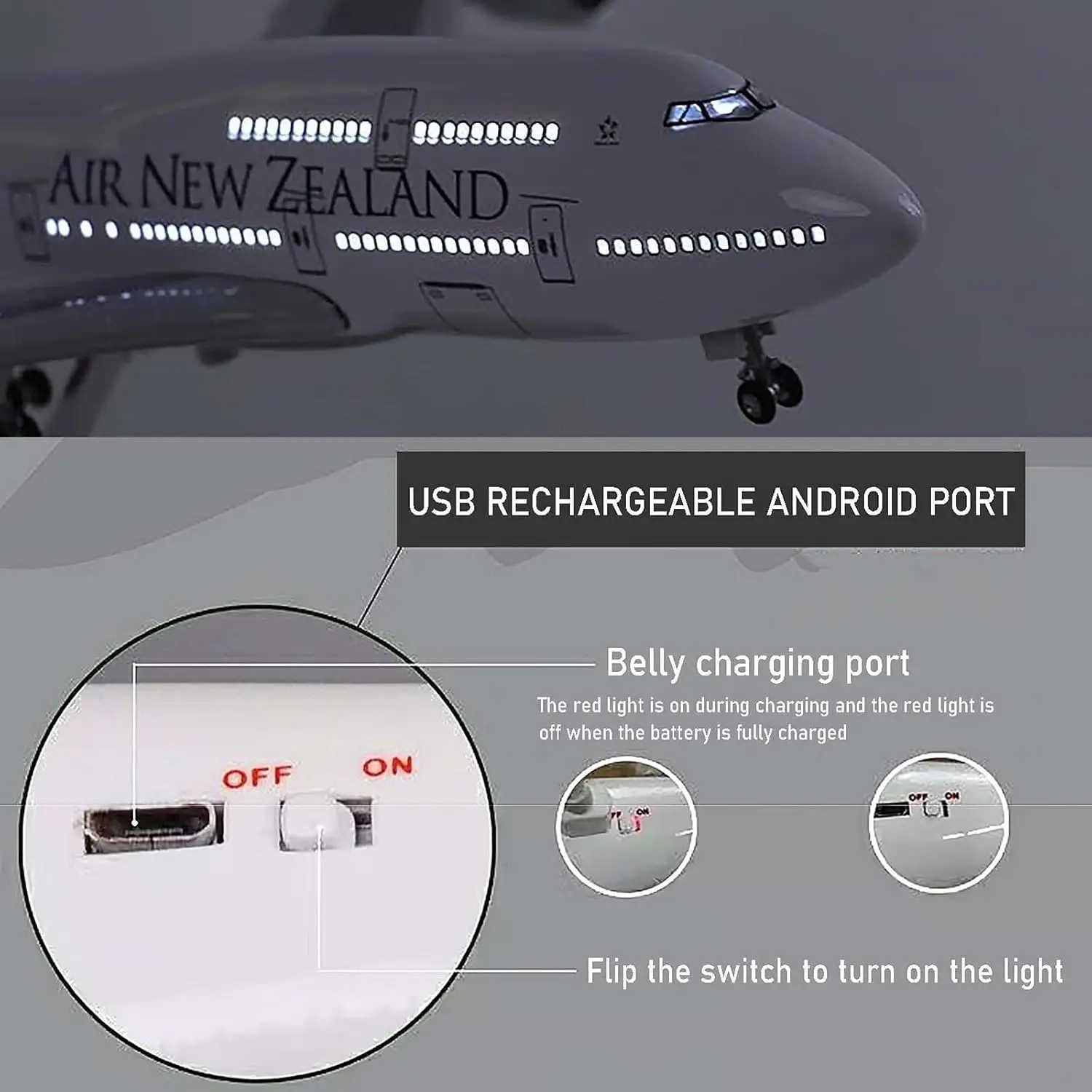 1/160 18,5 pulgadas aire Nueva Zelanda B747 simulación modelo de avión de aviación Civil con ruedas ensambladas decoración de avión de aviación
