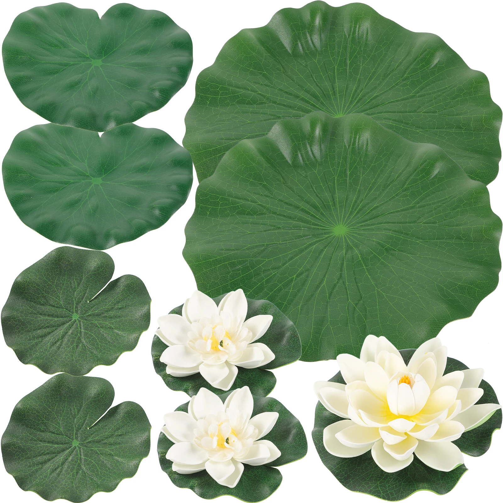 1 set Artificial Lotus Leaves Flowers 17cm 10cm Flower 10cm 18cm 28cm Leaves Plastic Fish Tank Pond Pool Decor