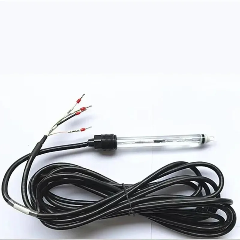 Industrial Online Glass pH Electrode, Triple Composite High-Temp pH Probe with Automatic Temperature Compensation