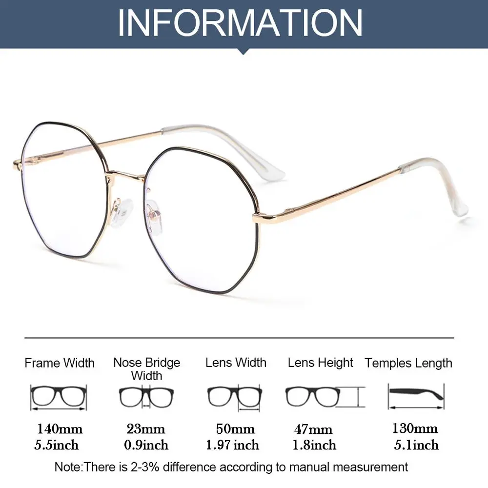 أزياء المعادن المثمن الرؤية الرعاية قصر النظر مرآة بصرية مكافحة نظارات الضوء الأزرق النظارات #5