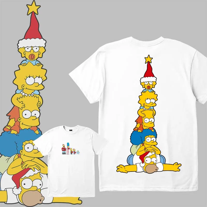Kleidung – Weihnachten – Simpson – Festival-Print-Shirts – Unisex-T-Shirts, Rundhalsausschnitt, Baumwolle, Herren, Damen, Geschenk, Tops, Marke