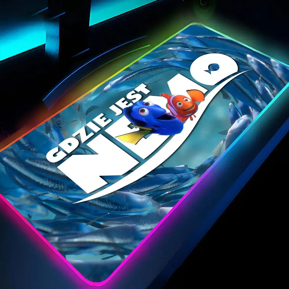 Alas Mouse Gamer find Nemo, tikar Keyboard Deskmat RGB, pelindung meja Mousepad LED laptop Gaming