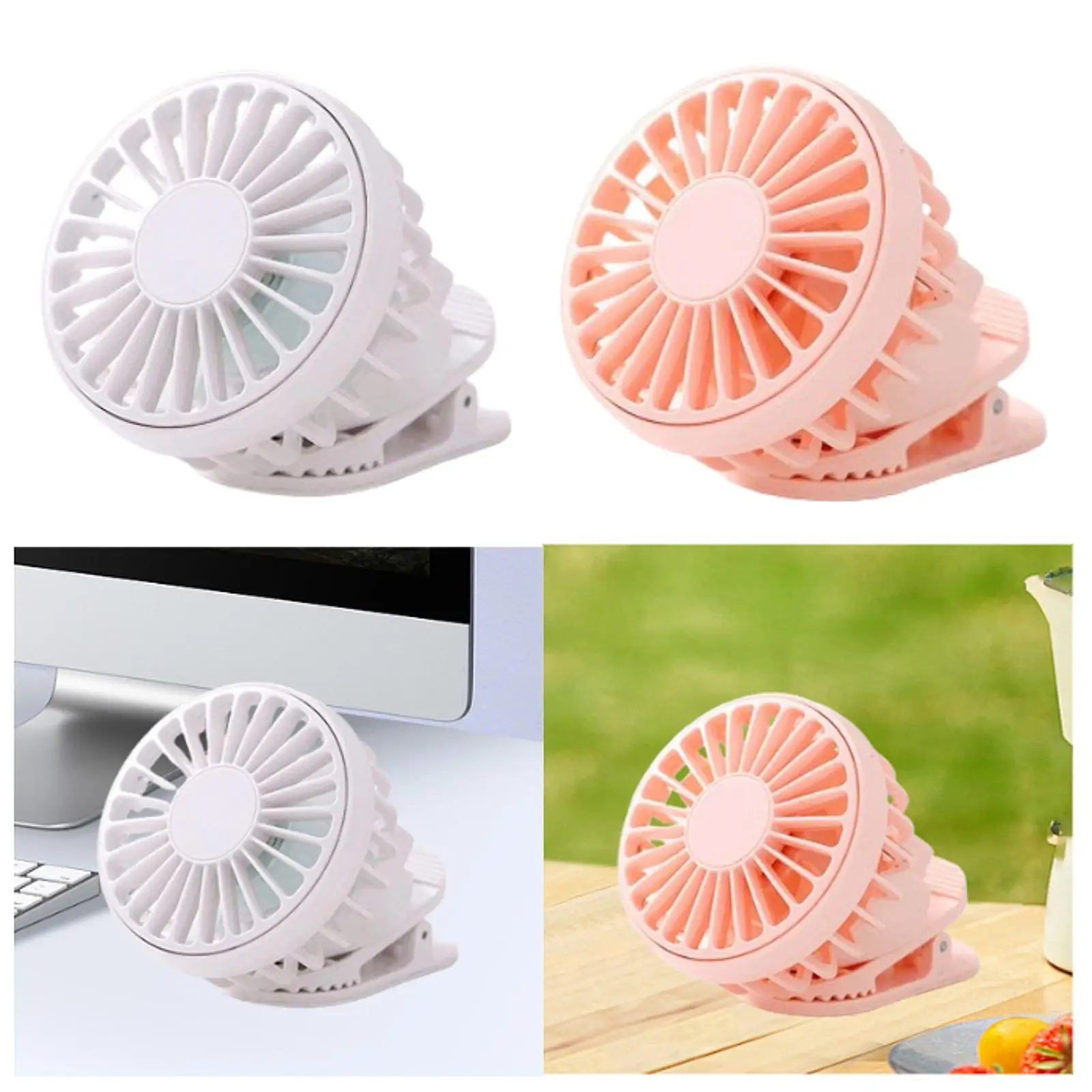 Clip on Fan Lightweight USB Three Speed Wind Speed Personal Fan Hands Free for Fishing Hiking Barbecue Travel Outdoor Activities