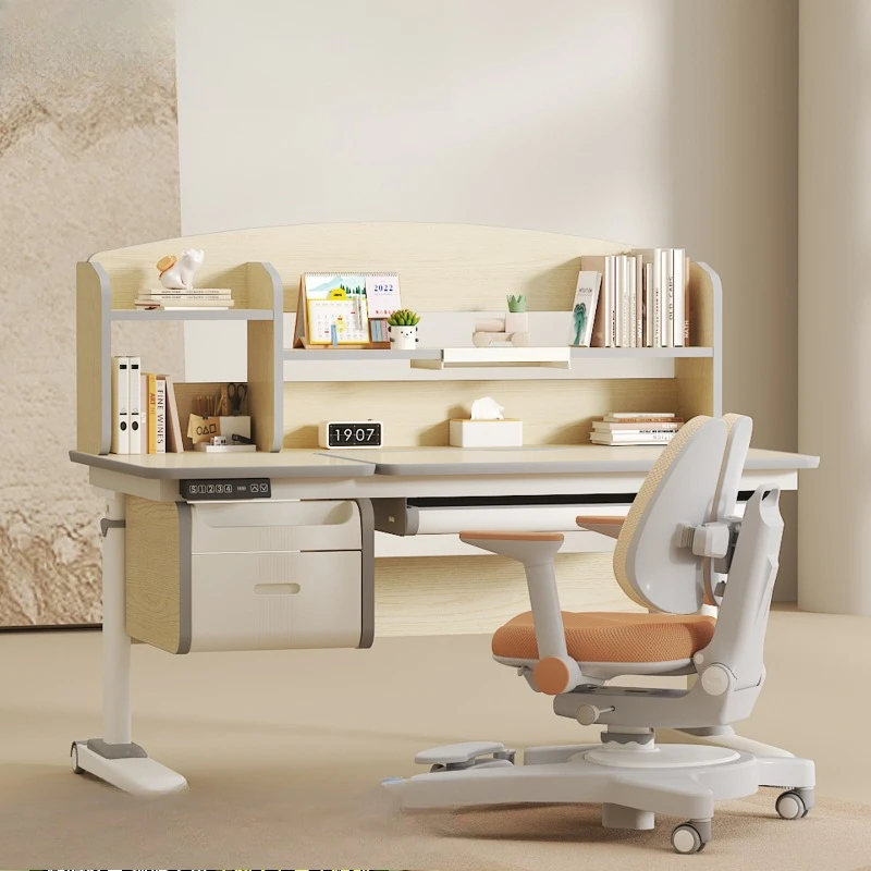 

Children's study table Primary school student desk Writing table Solid wood lifting table Household single