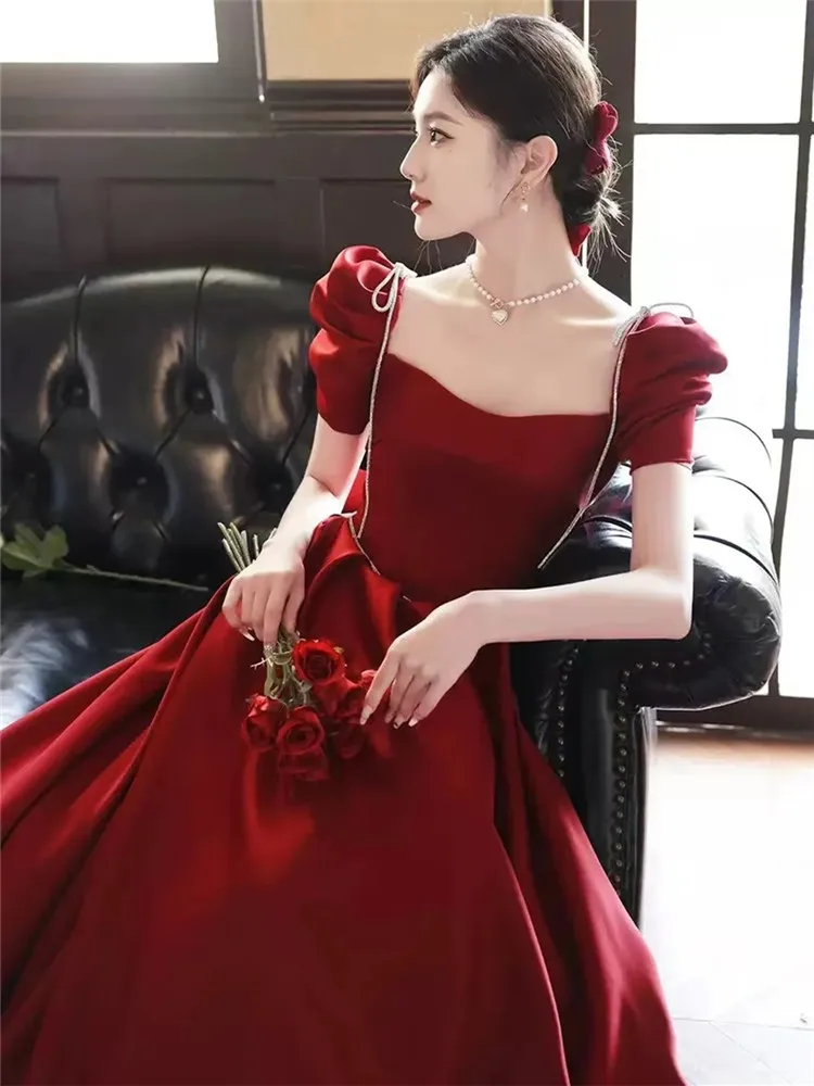 Elegant Wine Red Dress With Sleeves: The Perfect Choice for Sophisticated  Evenings