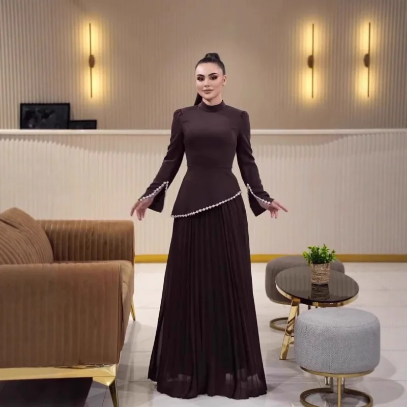 

2025Autumn Retro Palace Style Long Sleeve Waist-Cinching Long Dress Elegant Temperament Dress