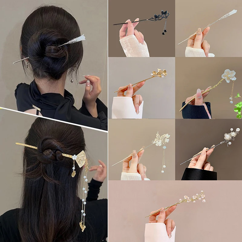 

Ancient Hair Chopsticks Vintage Chinese Women's Hair Stick Ladies Pearl Jewelry Hair Sticks Hanfu Headdress Hairpin Accessories