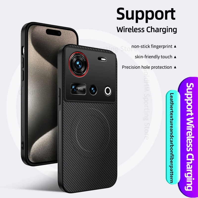 

Carbon Fiber Wireless Charging Phone Case For ZTE nubia Z70 Ultra Soft Bumper Phone Cover Magnetic Fundas Nubia Z70 Ultra Coque
