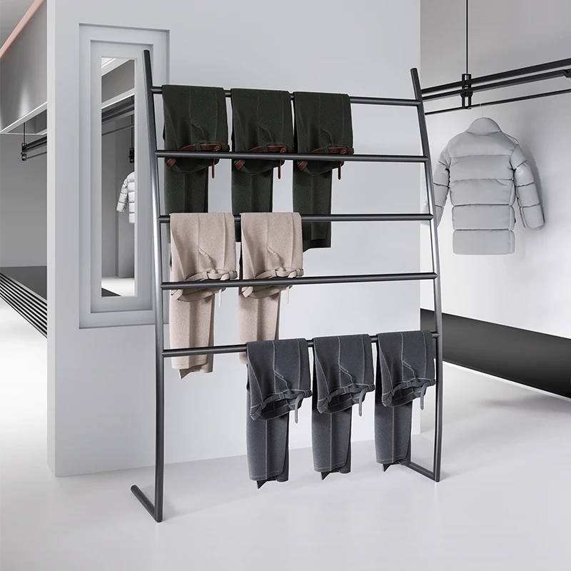 

Clothing store pants display rack scarf silk scarf floor-to-ceiling carpet storage rack leather towel storage rack