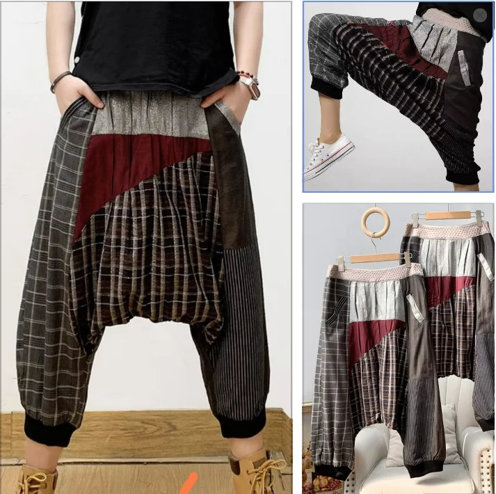 

Foreign trade Spanish designer style fashion street hip hop style hanging crotch pants loose eight trousers