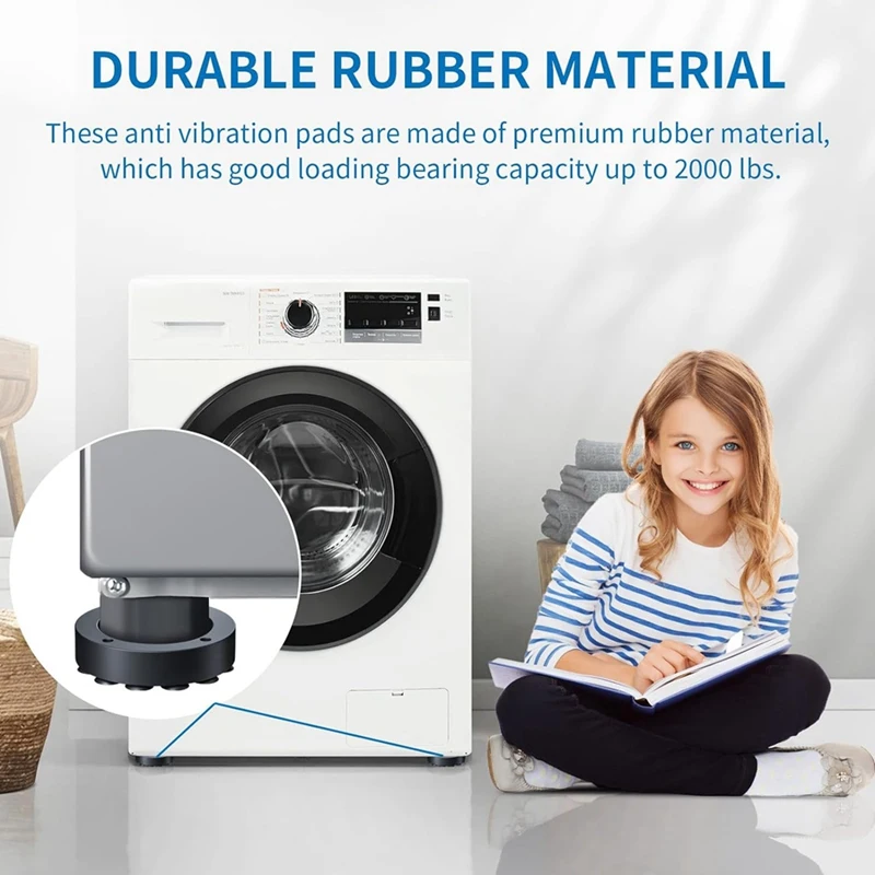 Cuscinetti antivibranti per lavatrice con ventosa ad adsorbimento forte, supporto stabilizzatore in gomma antiscivolo