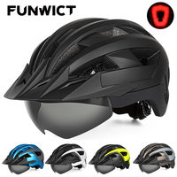 FUNWICT Bicycle Helmet for Men Women Adults MTB Mountain Road Bike Helmets with Visor Rear Light Riding Cycling Safety Helmet