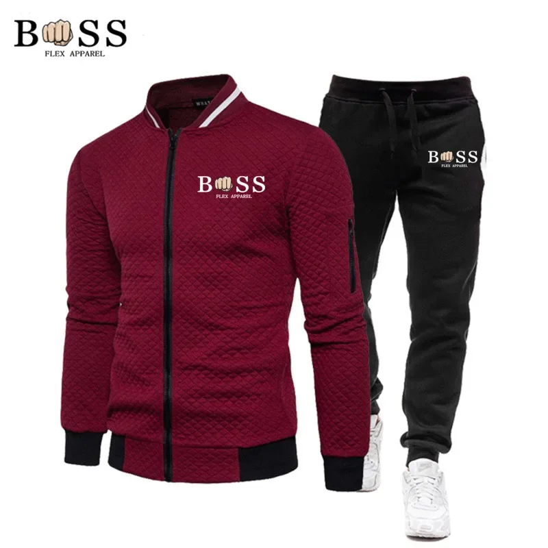 Heren Jas Broekpak Heren Sportkleding Bedrukt Casual Mode Top Katoenen Jas Pak Heren Jogging Pak