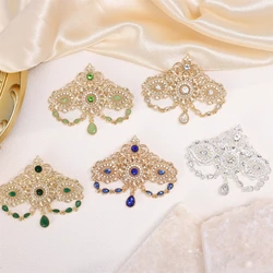Colorful Crystal  Pendant For Women Moroccan Bridal Brooch Hollow-out Tassel Design With Water drops Rhinestones