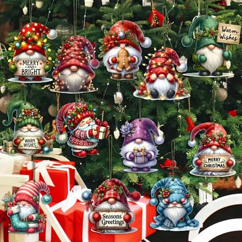 24 قطعة 2D شقة الزنجبيل رجل الحلي شجرة عيد الميلاد خشبية معلقة زينة المعلقات لطيف الكرتون عيد الميلاد ديكور للمنزل سهل التركيب
