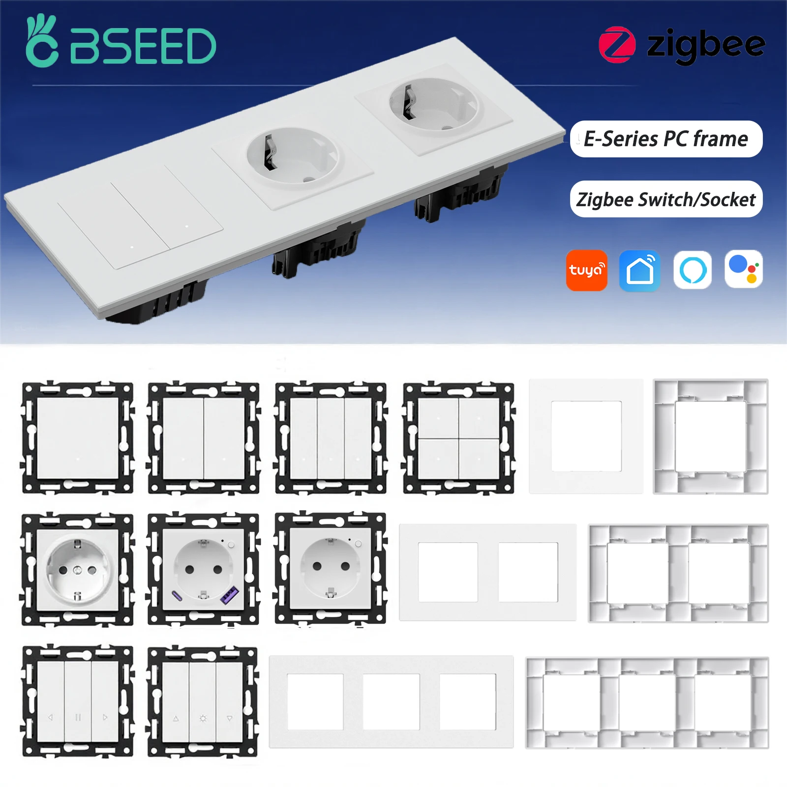 BSEED Zigbee – Module de commutation à clic, interrupteur d'éclairage intelligent, pièce de bricolage avec cadre en plastique PC, composants de prise Zigbee pour domotique