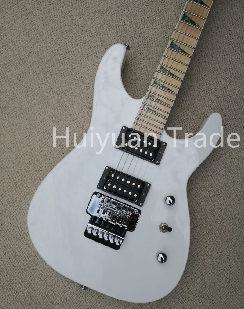 Flyoung White Body Electric Guitar with Maple Fingerboard,Tremolo Bridge,Offer Customize