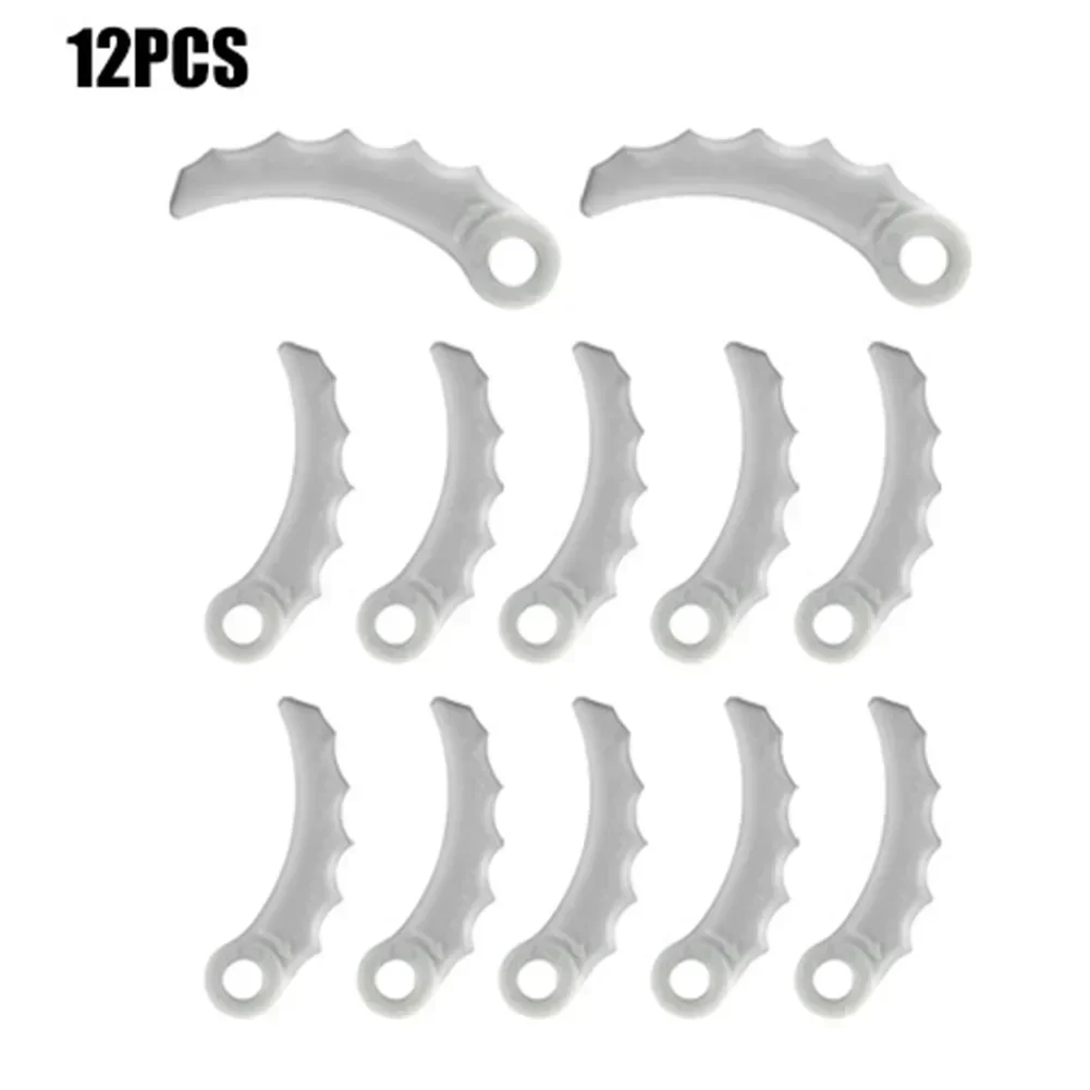 12pcs White Plastic Blades For DUR190UZX3 DUR191LZX3 DUR369AZ Grass Cutter Knives Blades Lawn Mower Trimmer Supplies