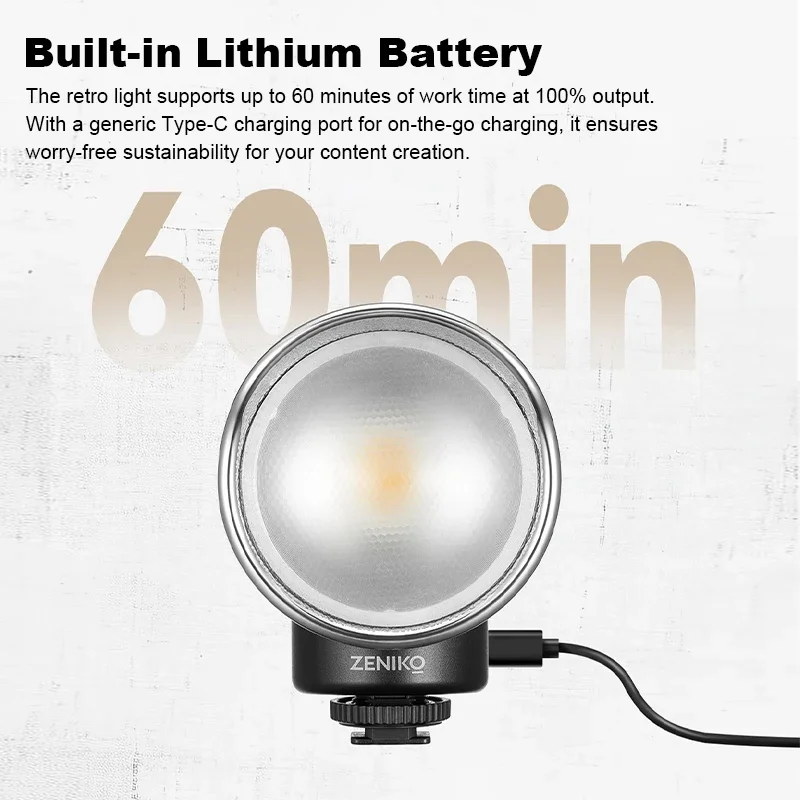 ZENIKO VC3 Bi Retro LED Video Light สําหรับกล้องตัวกรองสี Diffuser Creative ขนาดเล็ก LED Video Light Fresnel เลนส์โคมไฟ