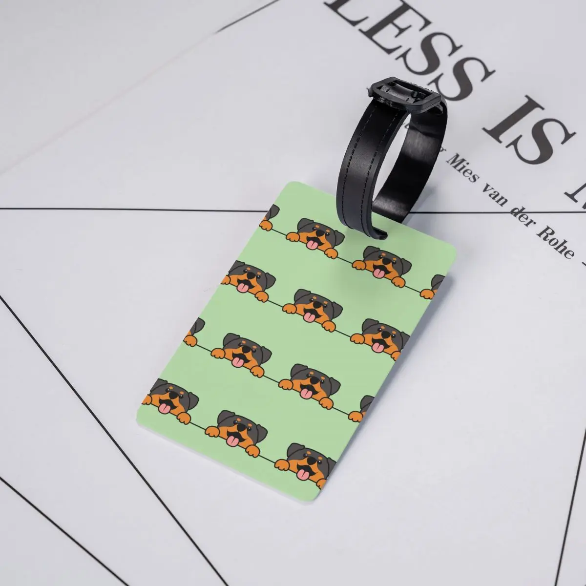 Cute Rottweiler Luggage Tags for Suitcases Funny Cartoon Rott Rottie Dog Baggage Tags Privacy Cover Name ID Card