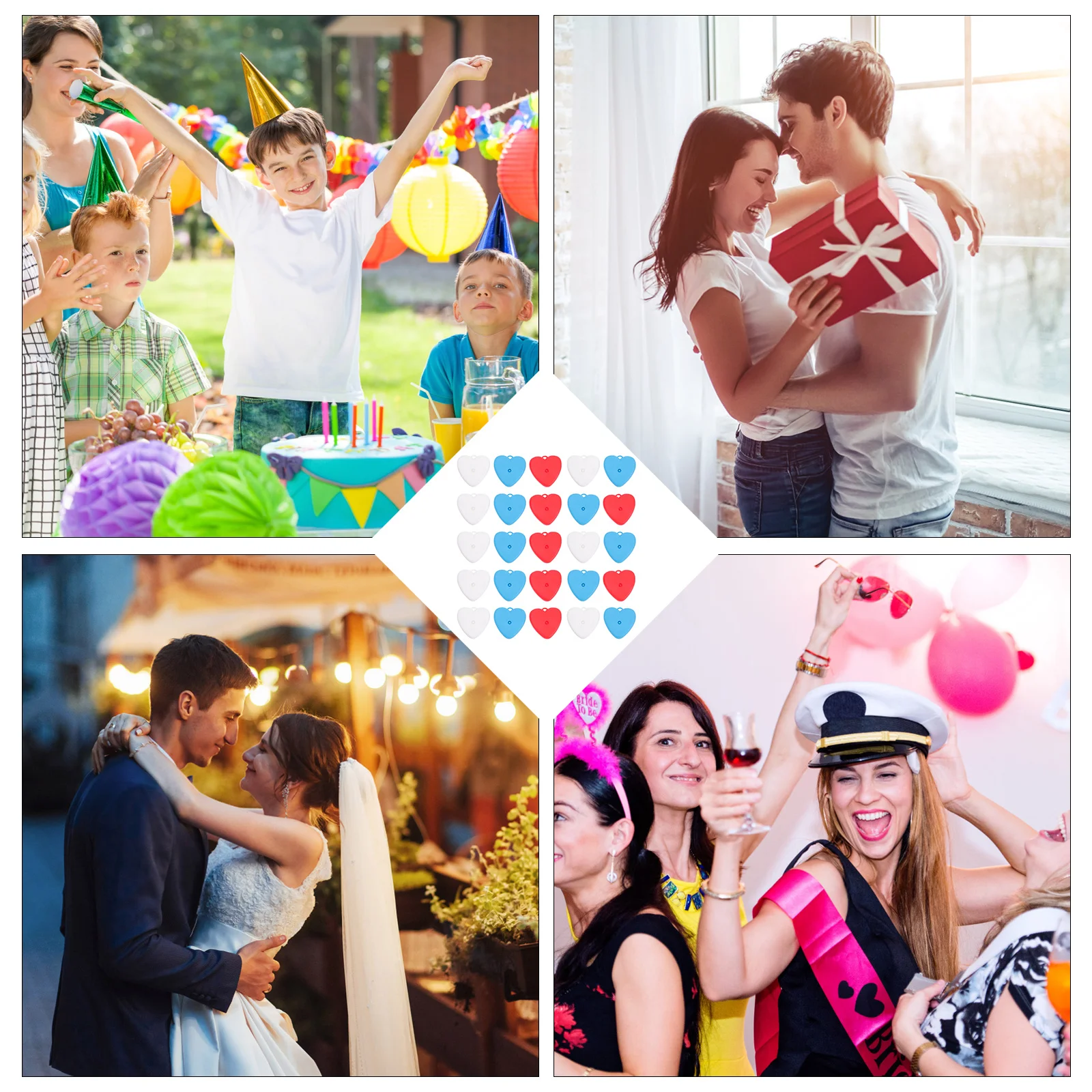 

25Pcs Balloon Weight Blocks Colorful Heart Balloon Weights Party Decorations Wedding Celebration Accessories Reusable Plastic
