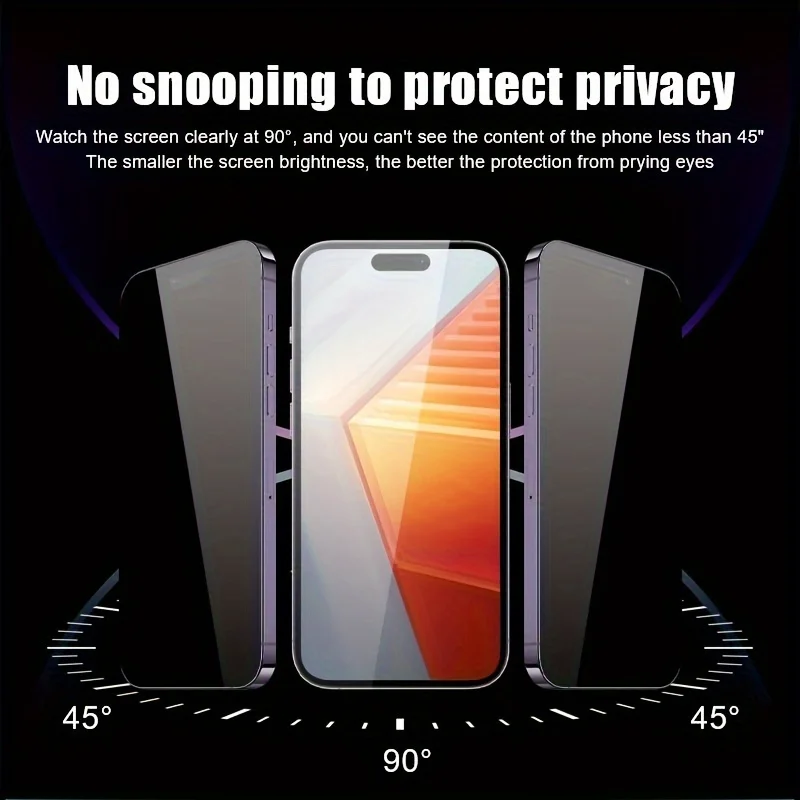 5 piezas de protector de pantalla de privacidad con recubrimiento oleofóbico para iPhone 17 Pro Max 16 13 15 17 Air 12 Mini X XS XR, instalación sin polvo 2