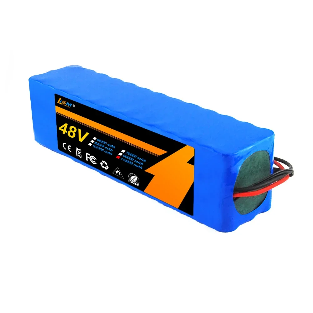 New 48V 110Ah 20000W 13S3P lithium-ion battery pack, suitable for bicycles and scooters with BMS+free 54.6V charger