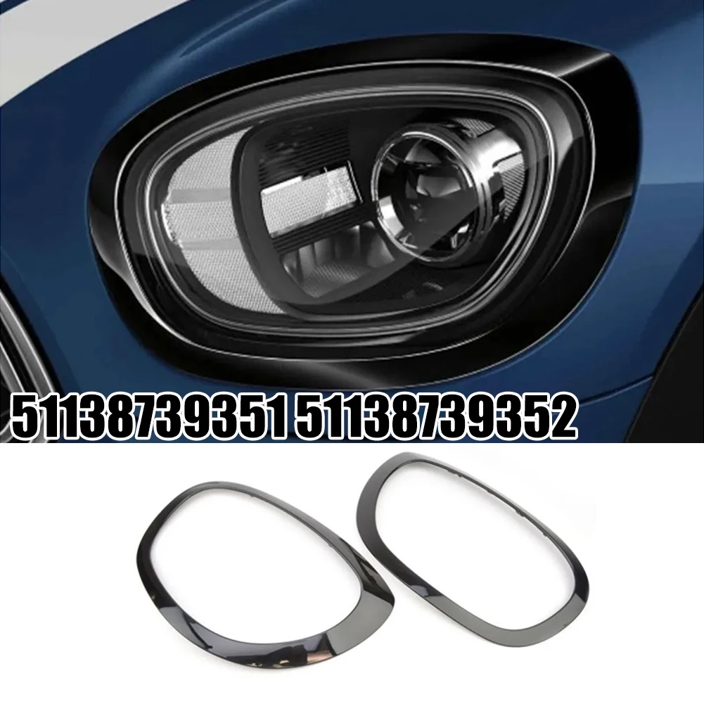 Vehicle Exterior Trim Countryman F60 Headlight ABS Headlight Trim Black Non-deformation Anti-corrosion For BMW