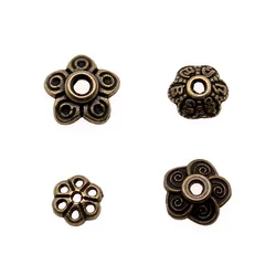 50pcs Bead Caps DIY Jewelry Findings For Jewelry Making Accessories Antique Bronze Plated Bead Caps Charms