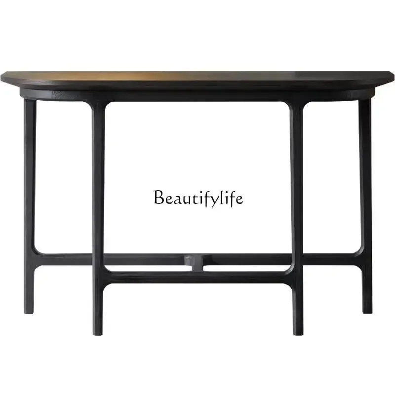 

ls 18Italian minimalist solid wood porch table semi-round new Chinese style wall table