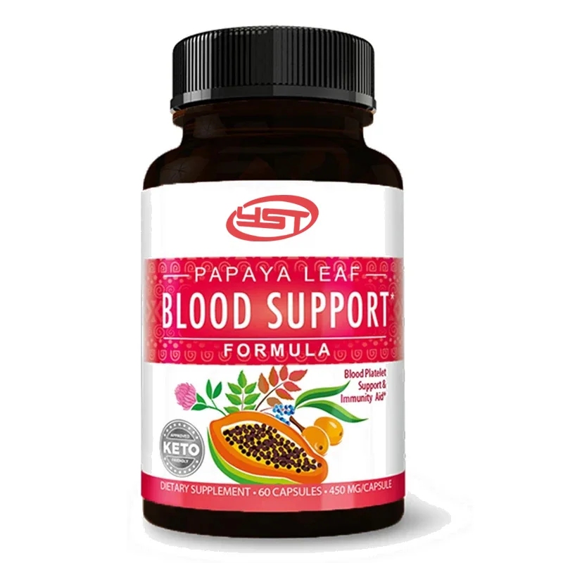 Papaya Leaf Blood Support Capsules - Blood Plate, Bone Marrow, Immune Support - Herbal Remedial Measures -60 Vegetarian Capsules