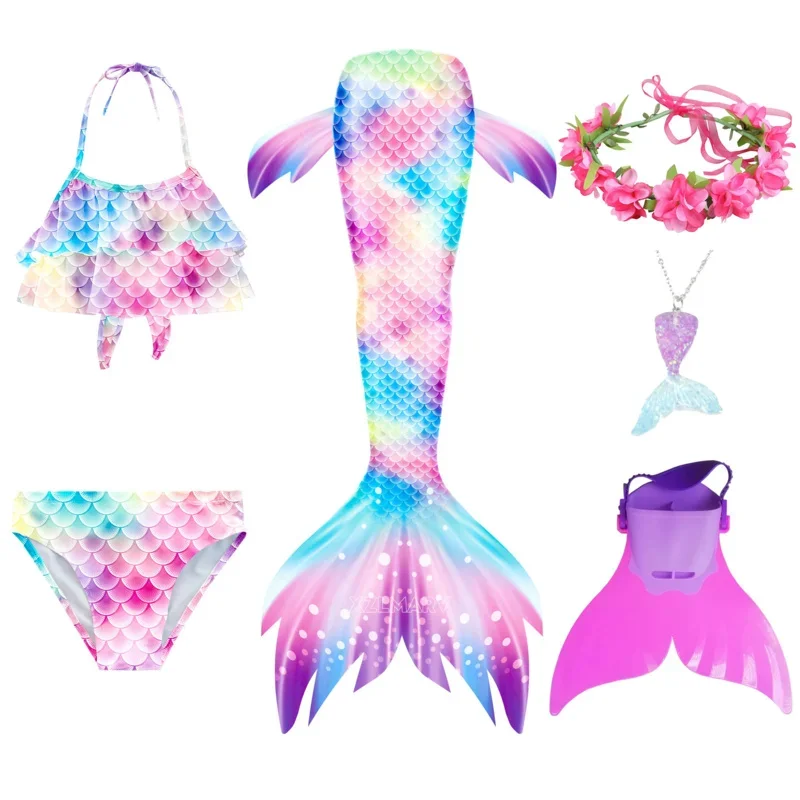 2024 Mermaid Tails Girls Beach Clothing Costumes With Monofins Bikini Swimming Cosplay Little Mermaid tail for Children Swimwear