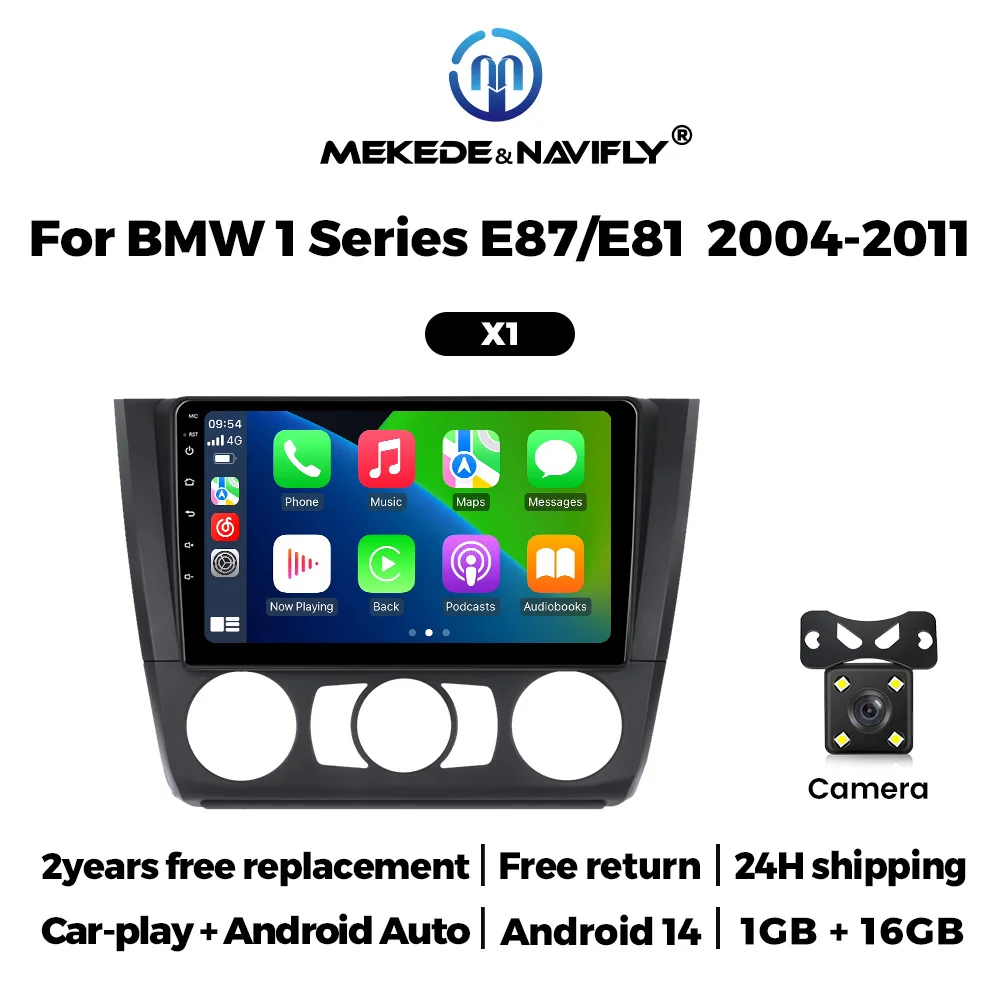 2Din CarPlay Autoradio Voor BMW 1 Serie E87 E81 E82 E88 2004 2005-2011 Android 14 Auto DVR Monitor Achteruitrijcamera Mediaspeler