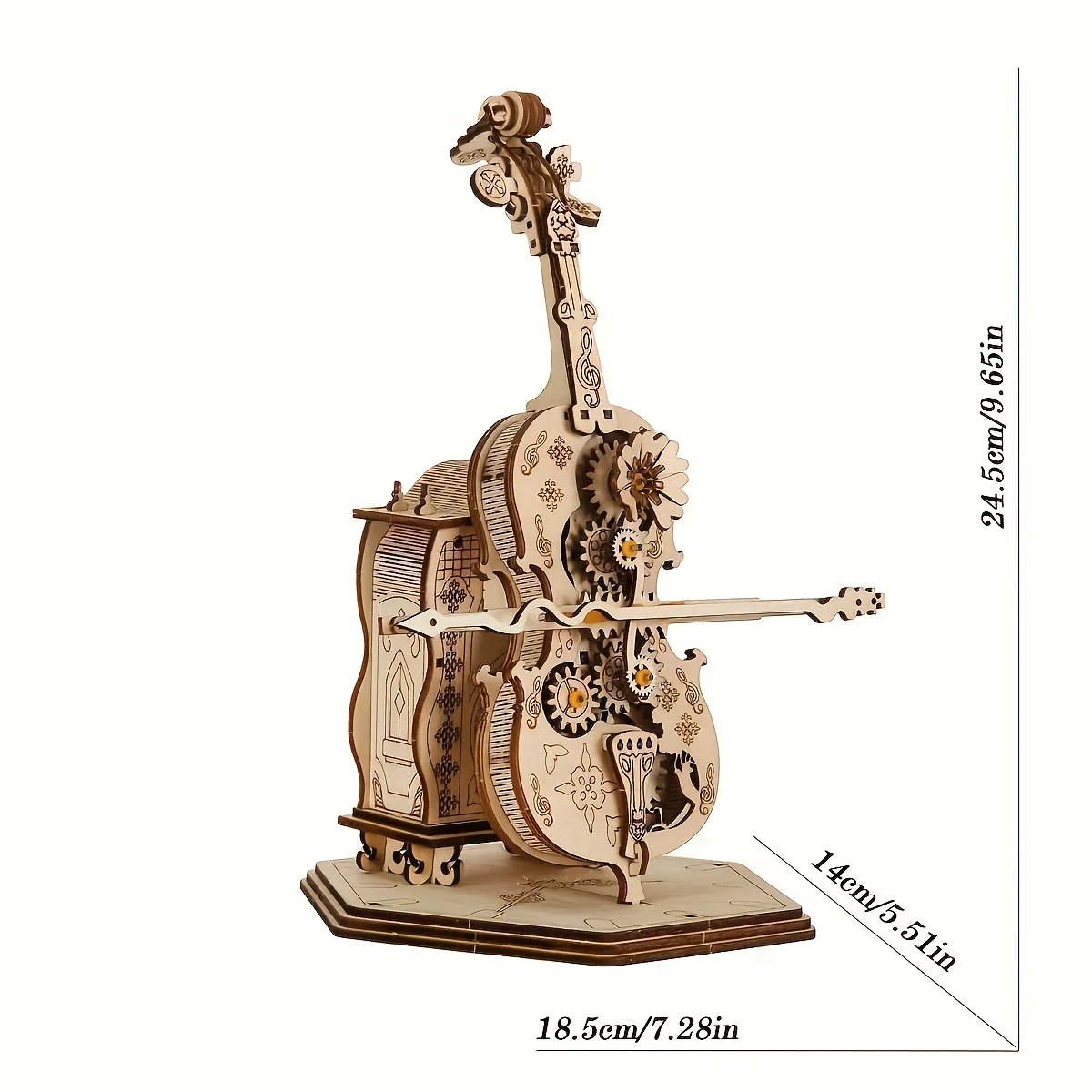 Puzzle Kayu 3D DIY - Kotak Musik Cello Mekanik Buatan Tangan Puzzle Ajaib dengan Melodi Hadiah Kreatif untuk Ulang Tahun Natal