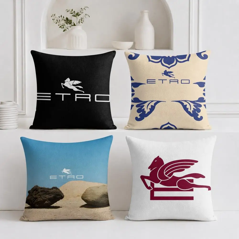 Fashion E-ETRO Logo Cushion Cover Organic Linen Square Pillow Case Durable Non-Allergenic And Kind To Skin
