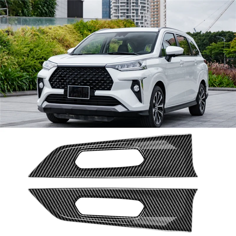 For Toyota Veloz Avanza 2022+ Carbon Fiber Automotive Interior Inner Front Door Panel Strip Cover Frame Trim