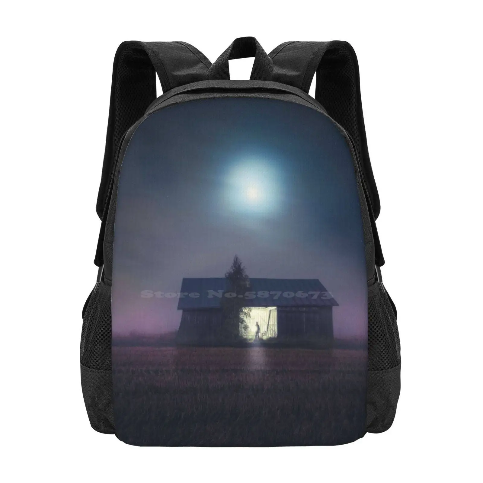 Does A Full Moon Really Change Human Behavior ? 3D Print Design Backpack Student Bag Night Stars Barn Moon Mood Mystical